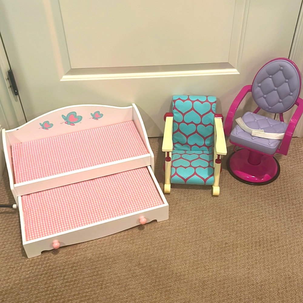 American girl doll accessories chair and beds off brand